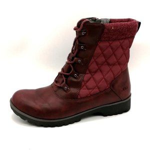JBU Womens Rain Boots Summit Burgundy Waterproof Side Zip Lace Up 8.5‎ Wide NEW